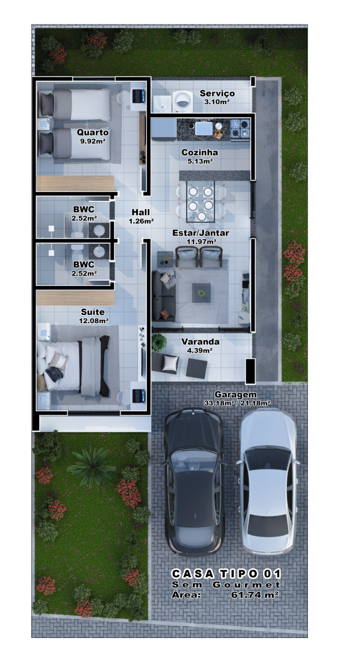 Planta baixa (Casa de 2 quartos)